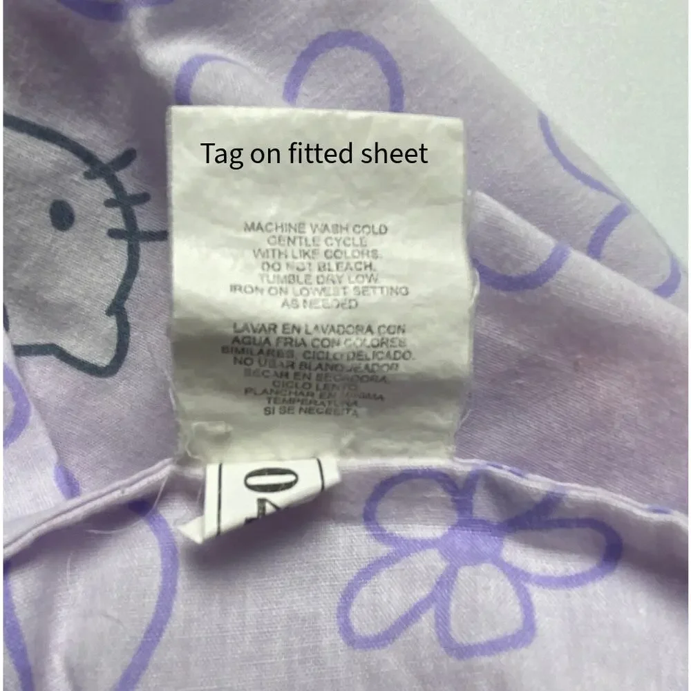 Hello Kitty Twin Sheet Set Lavender Daisy Floral Flat Fitted Sanrio